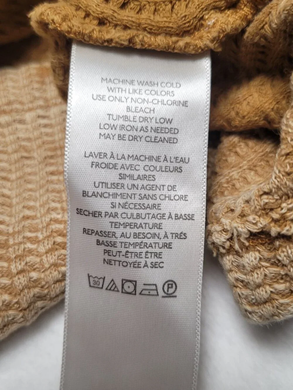 BDG Catskills Thermal Crop Top Y2K Grunge Distressed Raw Edge Waffle Tan L
